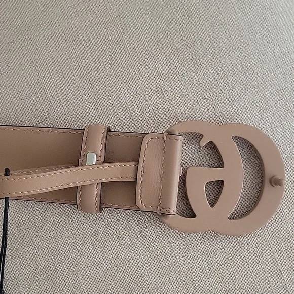 Gucci Belt Azalea Calfskin Enamel Monochrome Double G 20 mm Belt 100 40 Camelia - Picture 10 of 10